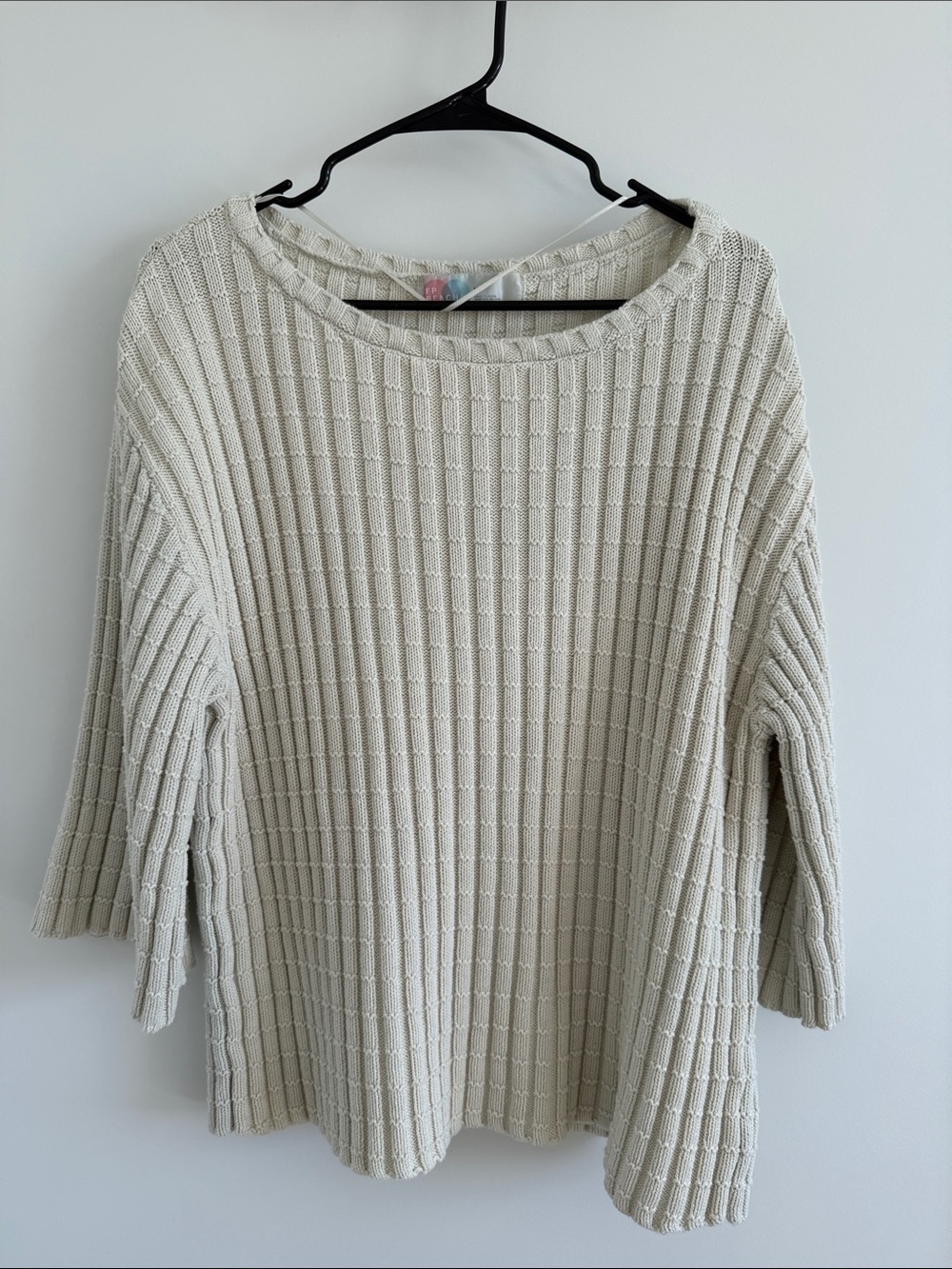Free People Beach Cream Ribbed Knit Women’s Sweater - Relaxed Fit